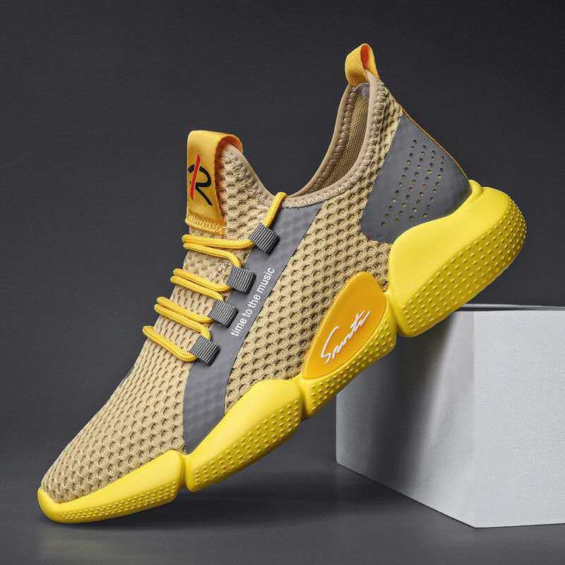 Men's Sneakers-Light, breathable and running casual sneaker shoes for men yellow 