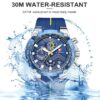 stainless steel waterproof watch for men blue color