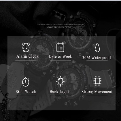 30M waterproof SMAEL watch with backlight