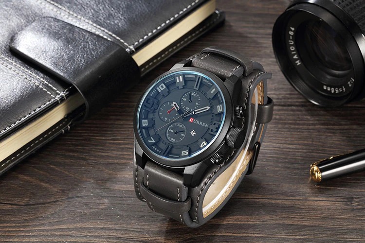 Curren Blue Dial and Leather Strap Watch