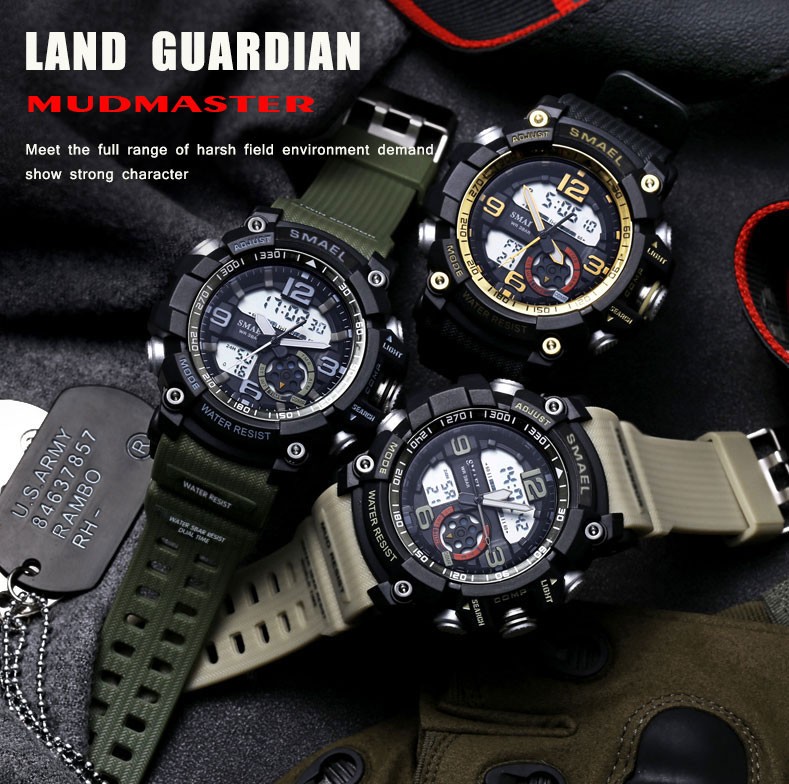 stainless steel military watch for men multicolor