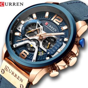 CURREN Watches for Men | Men's Luxury Watches - Best Men's Watches - Genuine Leather Strap Watch | Waterproof, Stainless Steel & Chronograph Watch