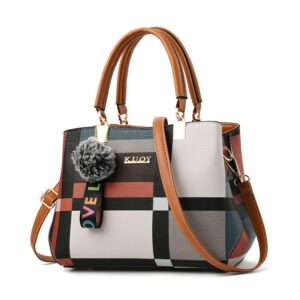 Luxury Designer Handbags for Women, Plaid Material Shoulder Bag – Large Capacity and Multicolor Leather Handbag