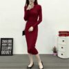 Free Shipping - New Autumn Winter Women Knitted Dress-Mini Bodycon Long Sweater Women Party Jumper-Sexy Ladies Neck Casual Pullover