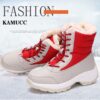 Women Boots Waterproof Round Toe Ankle Winter Shoes for Women – Ladies Lace-Up Snow Boots and Fur Shoes - Free Shipping Leather Boots for Women