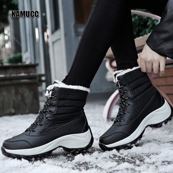 Women Boots Waterproof Round Toe Ankle Winter Shoes for Women – Ladies Lace-Up Snow Boots and Fur Shoes - Free Shipping Leather Boots for Women