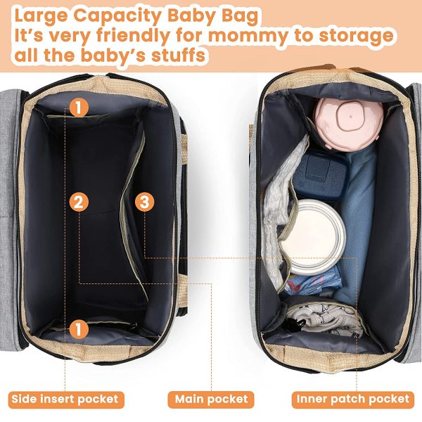 Best Baby Changing Bag Portable Baby Backpack Waterproof Baby Travel bag with USB and Baby Travel Bed Baby Diaper Changing Bag