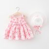 2 in 1 Toddler Girls Beach Dress and Baby Summer Hat Dress - Casual, Sleeveless Princess Dress