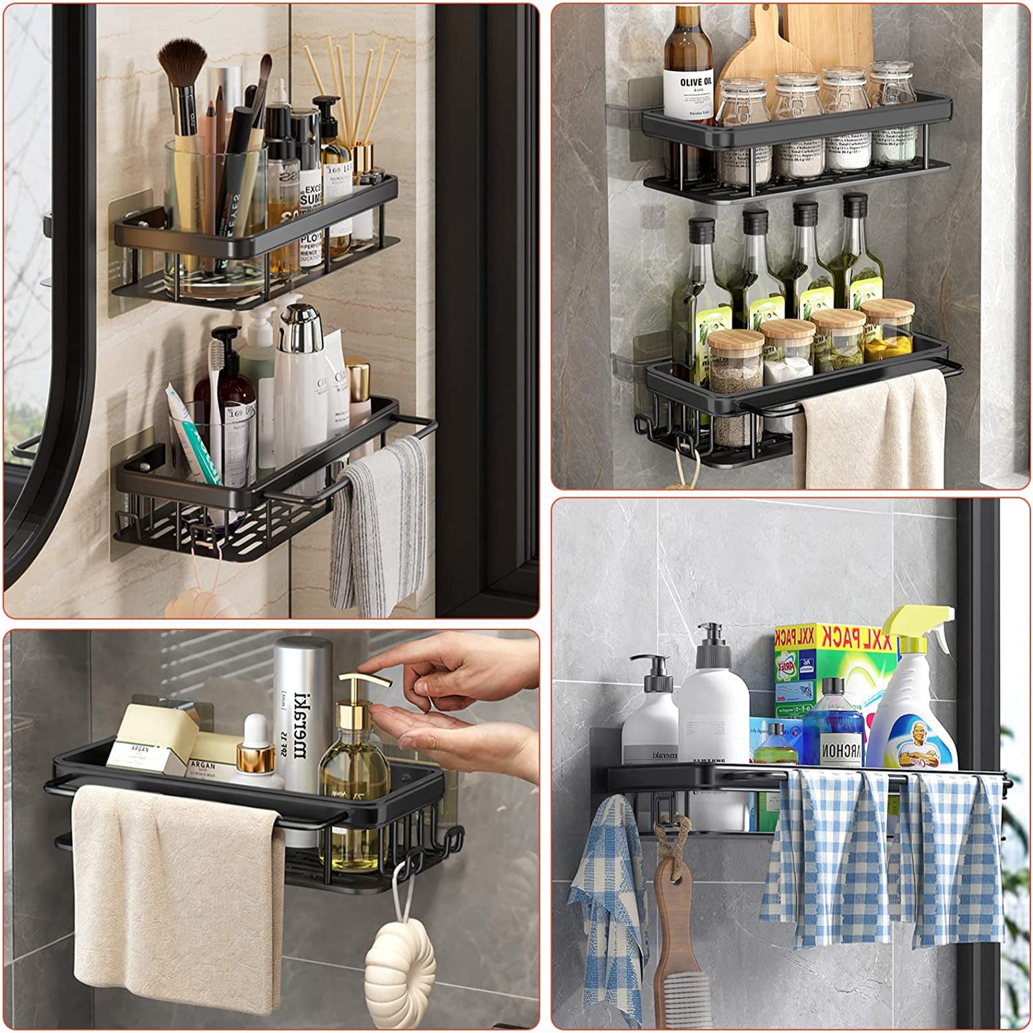 Modern Bathroom Shelf Organizer: Aluminum Alloy, Wall-mounted